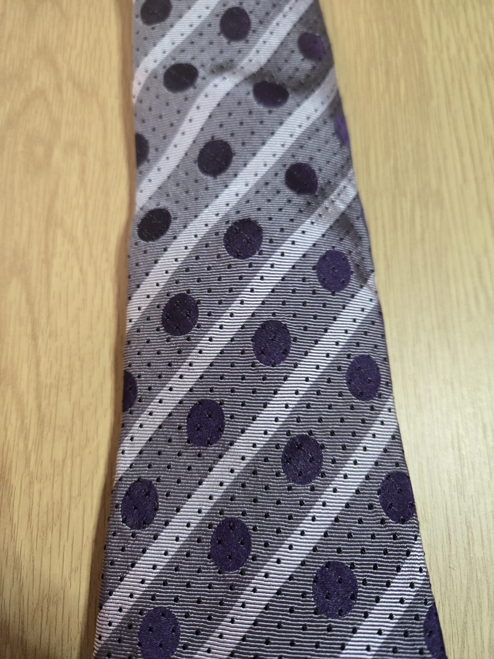Men's Purple Polka Dot and Stripe Tie - Elegant Formal Accessory